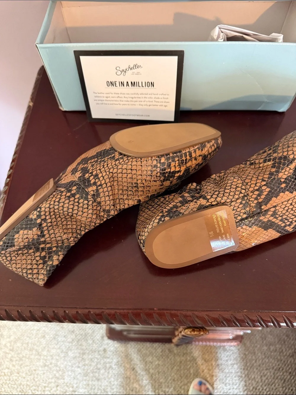 Seychelles Tan & Black Snakeskin Ballet Flat